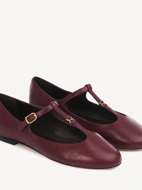 Chloe Shoes - Chloe T-Strap Marcie Ballet Flats in Burgundy NWT Sz40